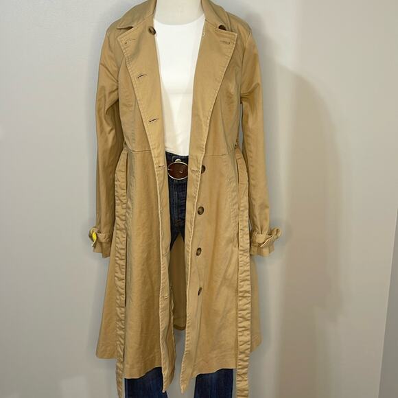 ModCloth Tan/Yellow Trench Coat Size L - Picture 1 of 8